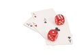 Red Casino Dice And Four Aces Playing Cards Royalty Free Stock Photo