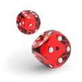 Red Casino Dice Thrown to the Camera Royalty Free Stock Photo