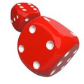 Red Casino Dice Thrown to the Camera