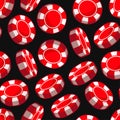 Red Casino Poker Chips Seamless Pattern. Vector Royalty Free Stock Photo