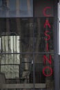 Red casino sign in the window