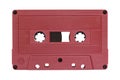 Red cassette tape isolated on white Royalty Free Stock Photo