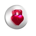 Red Castle in the shape of a heart icon isolated on transparent background. Locked Heart. Love symbol and keyhole sign Royalty Free Stock Photo