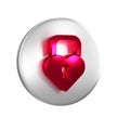 Red Castle in the shape of a heart icon isolated on transparent background. Locked Heart. Love symbol and keyhole sign Royalty Free Stock Photo