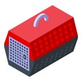 Red cat carrier icon isometric vector. Pet animal