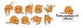 Cat Poses Set. Cartoon Red Fat Cat Character with Funny Emotions