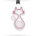 Red cat icon isolated on white