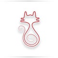 Red cat icon isolated on white