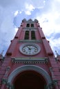 The red of the Catholic church in ho chi minh city, street, Vietnam Royalty Free Stock Photo