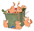 Illustration of a Cats and Waste Container