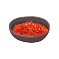 Red caviar in a bowl, seafood product vector Illustration on a white background