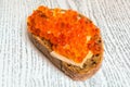 Red caviar bread sandwich