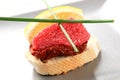 Red caviar canape Royalty Free Stock Photo