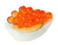 Red caviar canape with quail egg Royalty Free Stock Photo