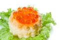 Red caviar. Canape on white background Royalty Free Stock Photo