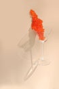 Red caviar. Caviar fell out of the glass. A useful omega. A natural product. Caviar of salmon or sturgeon fish. Light