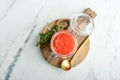 Red caviar in the glass jar Royalty Free Stock Photo