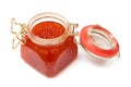 Red caviar in glass jar Royalty Free Stock Photo