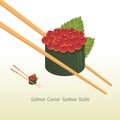 Red Caviar Gunkan Sushi vector illustration.