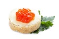 Red caviar open sandwich