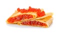 Red Caviar Pancakes, Caviar Crepes, Abstract Generative AI Illustration Royalty Free Stock Photo