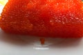 red caviar in plastic container. Salmon caviar, diet food Royalty Free Stock Photo