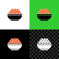 Red caviar serving in a small bowl simple icon