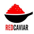 Red caviar spoon vector icon