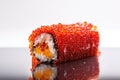 Red Caviar Sushi Rolls, Traditional Japanese Susi, Caviar Sushi Set, Abstract Generative AI Illustration Royalty Free Stock Photo
