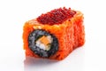 Red Caviar Sushi Rolls, Traditional Japanese Susi, Caviar Sushi Set, Abstract Generative AI Illustration Royalty Free Stock Photo