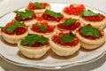 Red caviar tartlets snack food