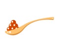 Red caviar in wooden spoon isolated on white background. Roe icon vector illustration. Russian traditional snack Royalty Free Stock Photo