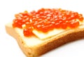Red caviare sandwich on white Royalty Free Stock Photo