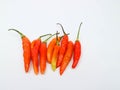 Red Cayenne Pepper or Cabe Rawit Merah in Indonesian White Background