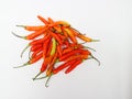 Top angle red Cayenne Pepper or Cabe Rawit Merah in Indonesian