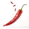 Red Cayenne Pepper Falling in the Midair Royalty Free Stock Photo