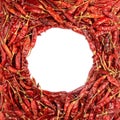 Red cayenne pepper, frame made of dry chili Royalty Free Stock Photo