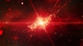 Red celestial explosion over black background with glowing sunburst digital lens flare Royalty Free Stock Photo