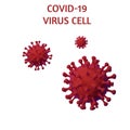 Red cell covid-19 virus cell isolated on white background
