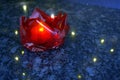 Red Cellophane Origami Lotus Flower with Lights Royalty Free Stock Photo