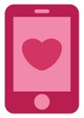 Red cellphone with heart, icon Royalty Free Stock Photo