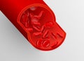 Red cells in bloodstream 3d realistic vector illustration