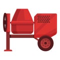 Red cement machine icon cartoon vector. Mix worker Royalty Free Stock Photo