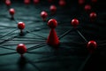 Red Central Hub Network Connection Abstract 3D Render Dark Background web data lines shiny points Royalty Free Stock Photo