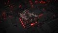 Red central processing unit is decoding data 3D rendering illustration Royalty Free Stock Photo