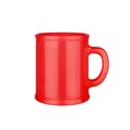 Red ceramic cup on white background isolated close up, coffee mug with handle, teacup, crockery, ceramics, porcelain utensil Royalty Free Stock Photo