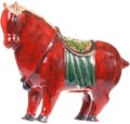 Red Ceramic Horse on White Background