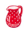 Red Ceramic jug with milk Royalty Free Stock Photo