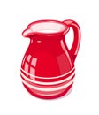 Red Ceramic jug with milk