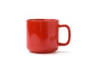 Red ceramic mug with handle isolated on white background Royalty Free Stock Photo